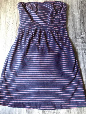 EUC Fossil Strapless Dress Women's Size XS Blue And Red Striped Bin 2 Foto 1 de 4