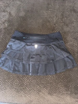 Ivivva Lululemon Set the Pace Pleated Ruffle Skirt Skort Black Size 7 Kids B7 - Image 1 of 4