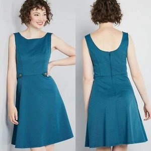 Modcloth Teal Sixties Signature A-Line Dress NEW Size XXS - Picture 1 of 8