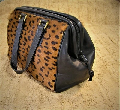 50 年代 60 年代真皮和毛皮美洲豹豹豹手提包钱包意大利 Burdines RAB 海报 — 第 1/4 张图片