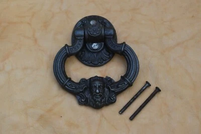 Винтажное чугунное викторианское антикварное дверное молотковое кольцо с ручкой  - Изображение 1 из 4
