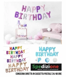 Set PALLONCINI BIRTHDAY BUON COMPLEANNO AUGURI SCRITTA FESTA lettere Colorati - Foto 1 di 17