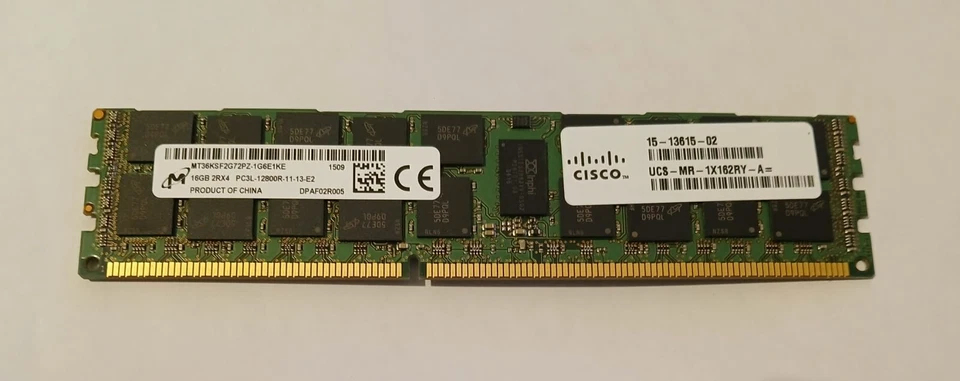 UCS-MR-1X162RY-A Cisco 16GB 1x16GB Dual Rank 2Rx4 PC3L-12800R DDR3 Memory Module - Image 1 of 1