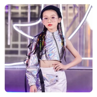 Dance Outfit Street Dance Clothing Laser Single Sleeve Top 13-14yrs (150cm) - Image 1 of 3