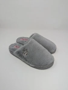 Pantofole Juicy Couture grigio pelliccia sintetica strass corona taglia M 7/8 - Foto 1 di 9