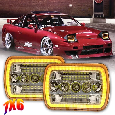 Faro LED DRL 7x6" punto nuevo haz alto/bajo 90W para camioneta Nissan 240SX D21 NX Foto 1 de 4