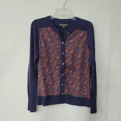 Suéter Eddie Bauer Mujer M Azul Cachemira Frontal Tejido Trasero Manga Larga Cárdigan Foto 1 de 4