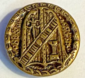 Antique Metal Pictorial Button, French? BRASS; ABOUT 3/4" UNUSUAL - Picture 1 of 7