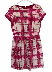 Carolina Herrera Dress Knee Length Womens Size 6 Tweed Pink White Plaid - Picture 1 of 16