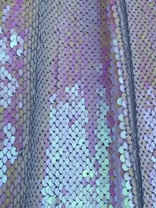 Unicorn,Mermaid Holographic Reversible Pink Silver Sequins Fabric. 2 Colors. BTY - Picture 1 of 10