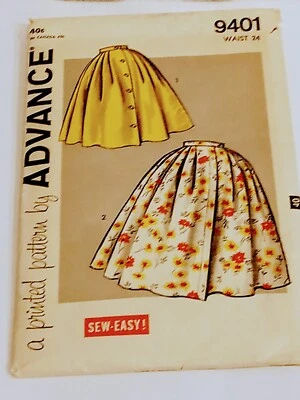 50s/60s Skirt pattern   Two full skirts by Advance Pattern Company Waist 24 - Image 1 of 4