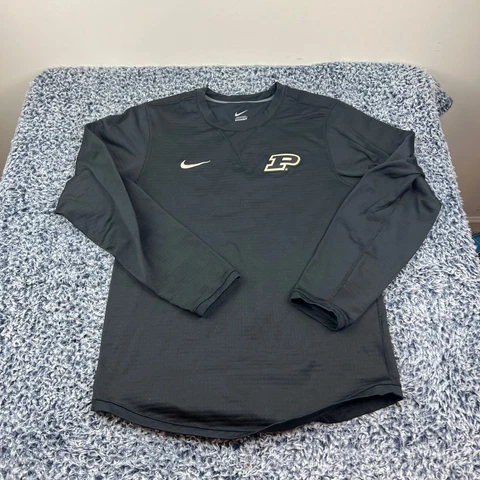 Nike Purdue Boilermakers Sweatshirt Mens Small Black Crew Neck Waffle Knit NCAA Cover