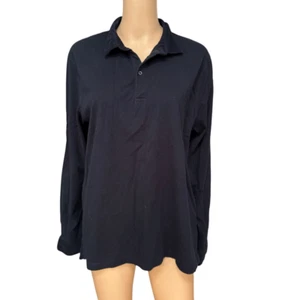 Massimo Dutti casual fit black polo shirt long sleeve corduroy cuffs size XL - Picture 1 of 9