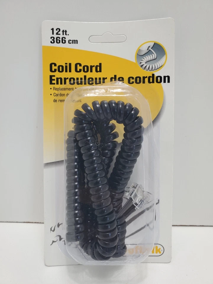 Softalk 48102 Coiled Phone Cord 12 Ft Black - Image 1 of 2