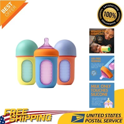 Nursh 可重复使用硅胶婴儿奶瓶 – 3-6 防胀气设计 — 第 1/4 张图片