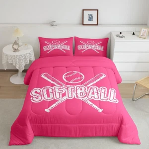 Softball Comforter Set,Sports Gaming Bedding Set for Kids Girls Women,Adults Spo - Picture 1 of 6