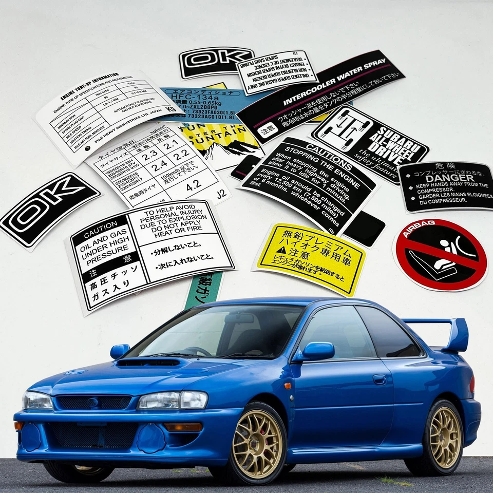 Subaru Gc8 Impreza Wrx Sti 22b Restoration Warning Caution Engine Stickers Label - Image 1 of 4
