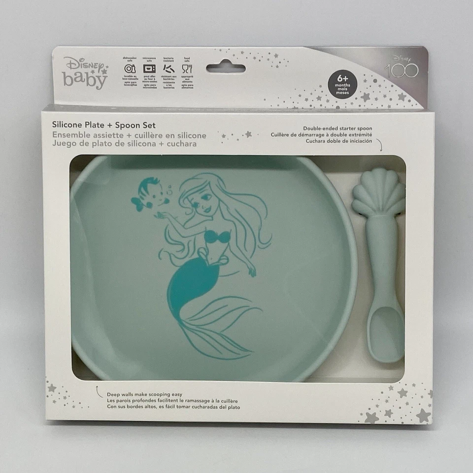 Disney Bumkins 2pc Disney Ariel Feeding Set Plate & Spoon-Little Mermaid