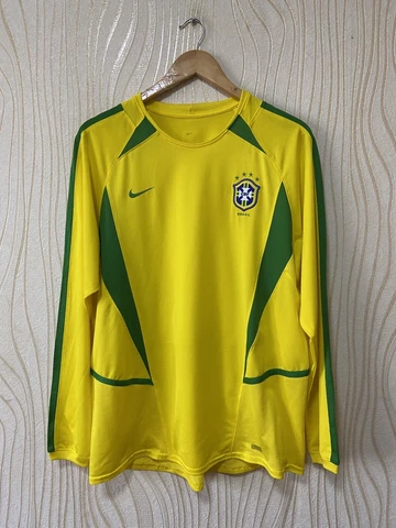 BRASIL 2002 2004 HOME FOOTBALL SHIRT SOCCER JERSEY LONG SLEEVE NIKE sz M VINTAGE Cover