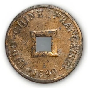 1 Sapeque 1899 Indochina. Indochine Francaise. Bronze, Km# 6 - Picture 1 of 2