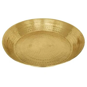 Brass Platter Bowl for Kneading Dough Indian Parat 16 Inch Dia Cooking Utensil - Picture 1 of 3