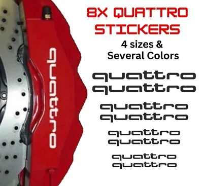 8x Audi Quattro Brake Caliper Decal Stickers / Car Decals / Car Stickers - Image 1 of 3