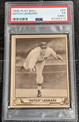 1940 Play Ball Emil Dutch Leonard PSA 5 (mc) EX #23 Vintage Washington Senators - Image 1 of 3