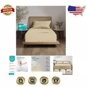 Luxury Sand Twin Sheet Set - 800 Thread Count Egyptian Cotton, 16" Deep Pockets - Picture 1 of 9