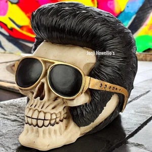 The King Elvis Skull Ornament Rock And Roll Decoration Gothic Pagan Gift Home - Picture 1 of 8