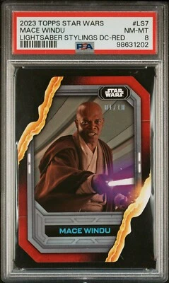2023 TOPPS STAR WARS LIGHTSABER STYLINGS DIE-CUT LS7 MACE WINDU RED 1/10 - PSA 8 - Image 1 of 2