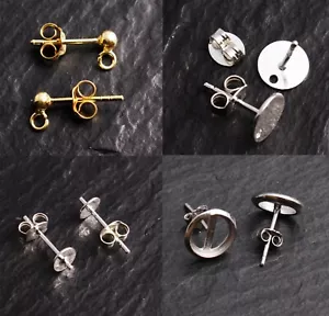 Pendientes Montura Pendientes Perforador Plata 925 Brazos Cabujón Bola - Imagen 1 de 58