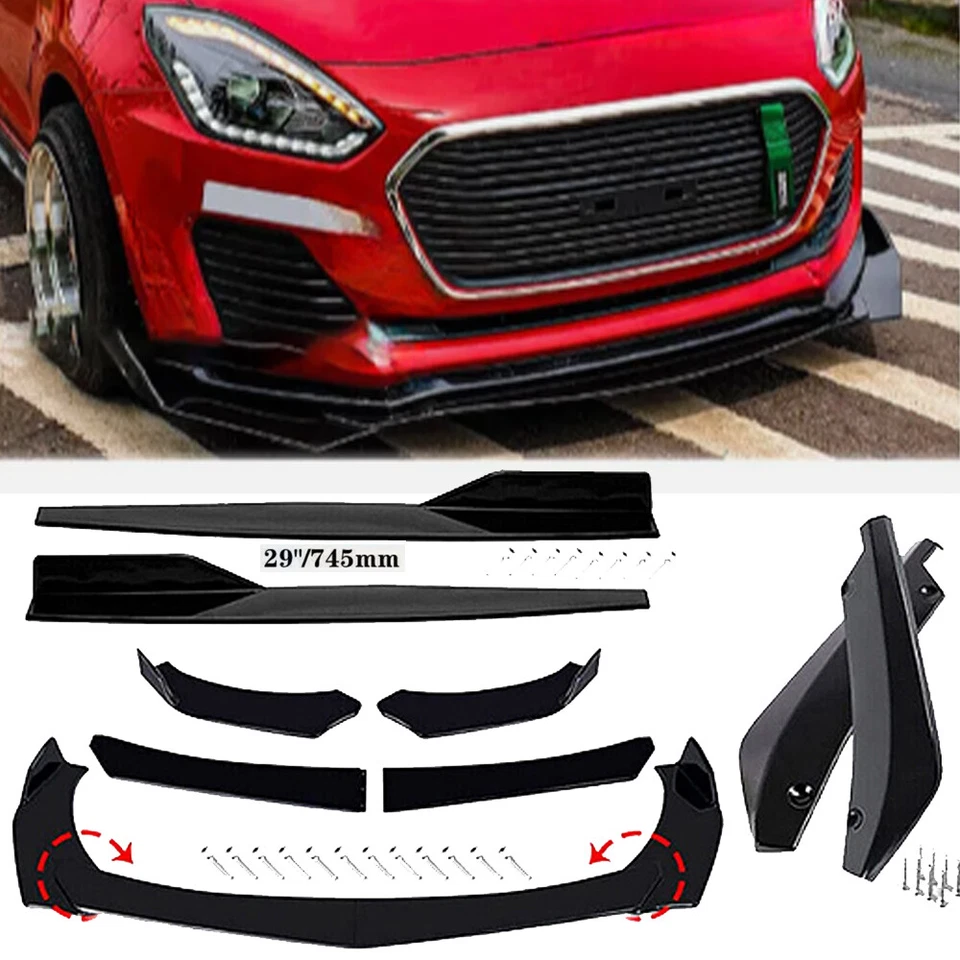 For Suzuki Swift RS Black Front Bumper Spoiler Body Kit+Side Skirt+Rear Lip Foto 1 de 4