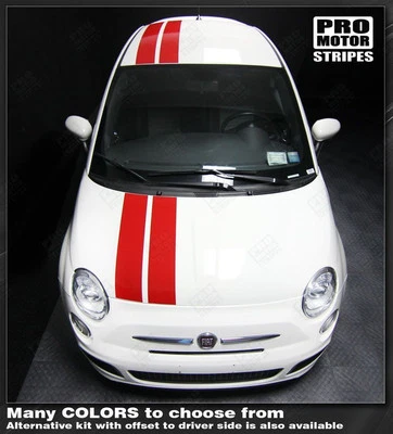 Calcomanías Fiat 500 Over-the-top offset doble rayas 2007 2008 2009 2010 2011 Foto 1 de 3