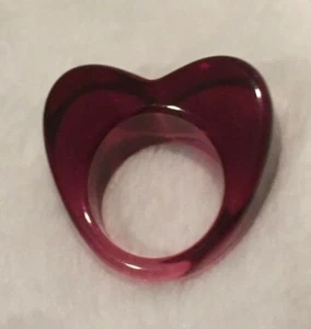 Lucite Heart Translucent Maroon Ring Size 8. - Picture 1 of 4