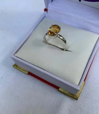 Anel de zircão amarelo pedra preciosa natural totalmente limpa do Ceilão - Imagem 1 de 4