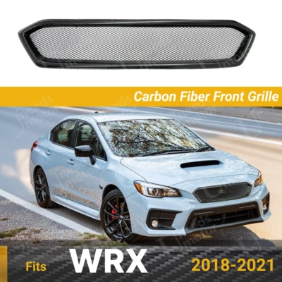 Parrilla de repuesto de malla de rejilla delantera de fibra de carbono real para Subaru WRX STI 2018-21 Foto 1 de 4