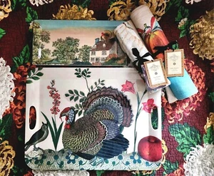 🦃🍂 John Derian x Target Fall Thanksgiving Set! 2 Trays, 2 Tea Towels, 1 Runner - Picture 1 of 11