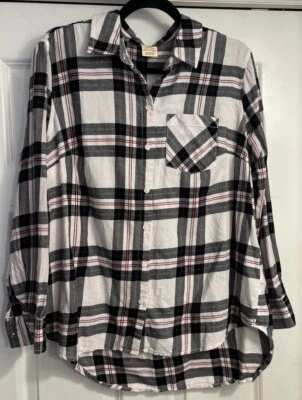 Camisa feminina xadrez de flanela Faded Glory 1X casual grunge rústica cowgirl conforto - Imagem 1 de 4