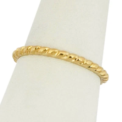 Solid 18K Women's Yellow Gold Ring Gold Twist Ring Stacking Ring Midi Size 1-12 - Image 1 of 4