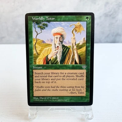 MTG Worldly Tutor Mirage Uncommon Green Instant Old Frame Creature Search Japan - Image 1 of 4
