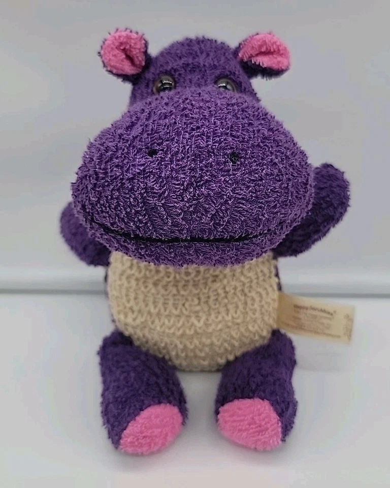 Happy Scrubbies Plush Terry Cloth Bathroom Fun Happy Hippo Plush Soft Toy  - Imagem 1 de 4