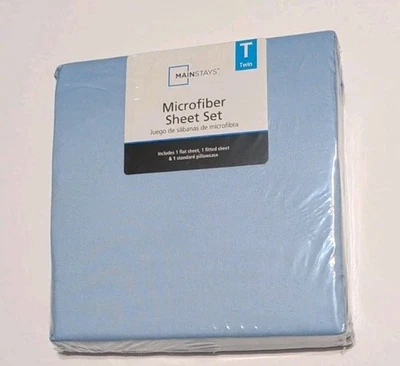 Mainstays Microfiber Basics Sheet Set, Size Twin Color Blue Jay - Image 1 of 4