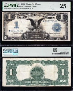 Nice RARE *STAR NOTE* Bold & Crisp VF+ 1899 $1 "BLACK EAGLE" Silver Cert! PMG 25 - Picture 1 of 3