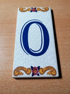 Hausnummer, Ziffer 0, Portugal Keramik Fliese 5,3 x 10,6 cm, 0,5 cm dick - Picture 1 of 2