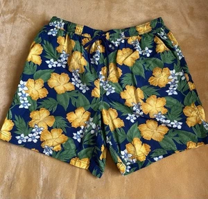 CARIBBEAN SWIMWEAR MENS SWIM TRUNK BOARD SHORT HAWAIIAN PRINT XL LINED - Picture 1 of 7