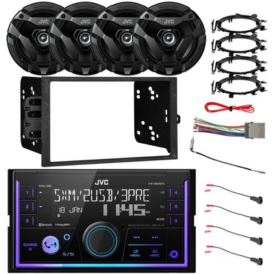 JVC 2DIN USB Bluetooth Receiver, 95-Up GM Install Kit 4x 6.5" 300W Car Speakers - Imagem 1 de 4