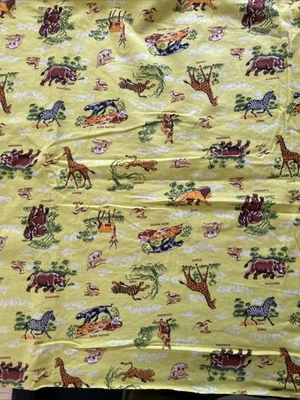 Flannel Jungle Safari Animals Flannel Fabric Kids 1YD 44”x44” Vintage - Image 1 of 2