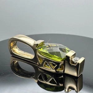 Massiver 14k Gold Anhänger mit grünem Halbedelstein / 3,11 Gramm / 23,87 mm - Bild 1 von 11