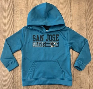 Sehr guter Zustand - NHL San Jose Haie Hoodie Größe 4T Kleinkind lizenziertes türkisfarbenes Sweatshirt - Bild 1 von 5