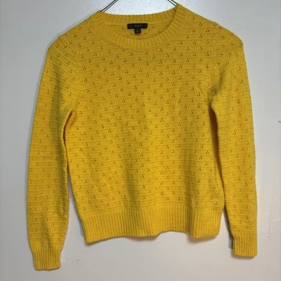 J. Suéter Crew Amarillo Mantequilla Mezcla de Lana Cuello Redondo Viaje Ligero Náutico Preppy Foto 1 de 4